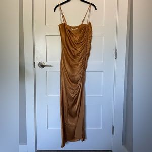 NWT - Shona Joy - LILY BIAS RUCHED MIDI DRESS - TUMERIC